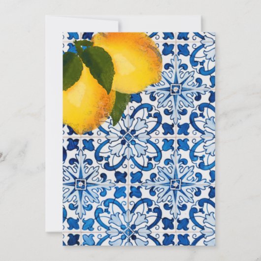 Citroen Blauwe Mediterrane Tegel Chic Stijlvolle T Kaart (Achterkant)