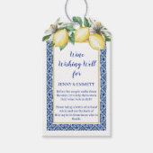 Citroen Blauwe Tegel Wijn Wensput Bruidsdouche Cadeaulabel (Voorkant)