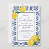 Citroen & Blauwe Tegel Zomer Vrijgezellenfeest Kaart (Voorkant)