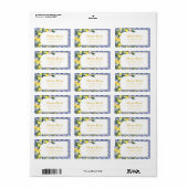 Citroen Blauwe Tegels Bruidsdiner Retouradres Etiket (Full Sheet)