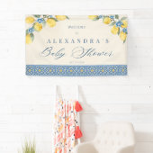 Citroen Blauwe Tegels Italiaanse Baby Shower Vlagg Spandoek (Insitu)