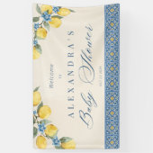 Citroen Blauwe Tegels Italiaanse Baby Shower Vlagg Spandoek (Verticaal)
