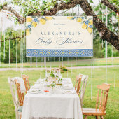 Citroen Blauwe Tegels Italiaanse Baby Shower Vlagg Spandoek