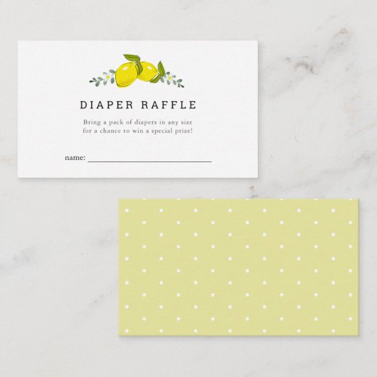 Citroen Bloemen Baby shower Luier Raffle Ticket Informatiekaartje (Voorkant / Achterkant)