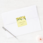 Citroen Bloemen Citrus Modern Geel Business Vierkante Sticker (Envelop)