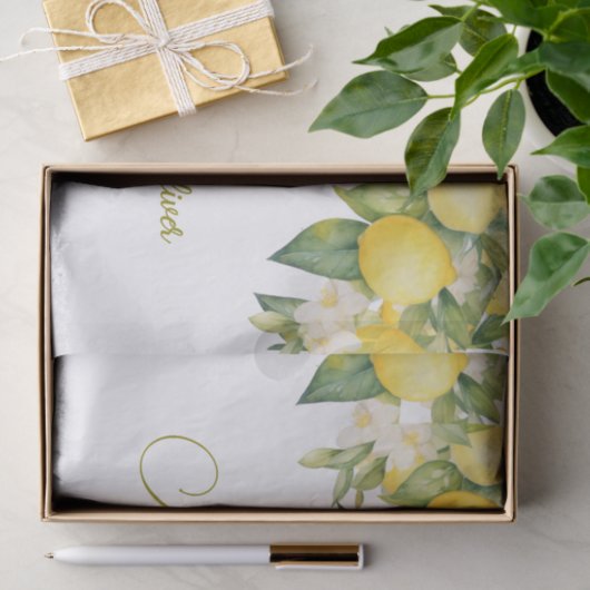 Citroen Bloemen Citrus Modern Persoonlijk Ontwerp Tissuepapier (Geschenk)