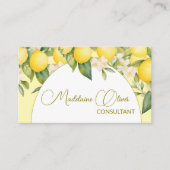 Citroen Bloemen Citrus Modern Stijlvol QR Code Gou Visitekaartje (Voorkant)