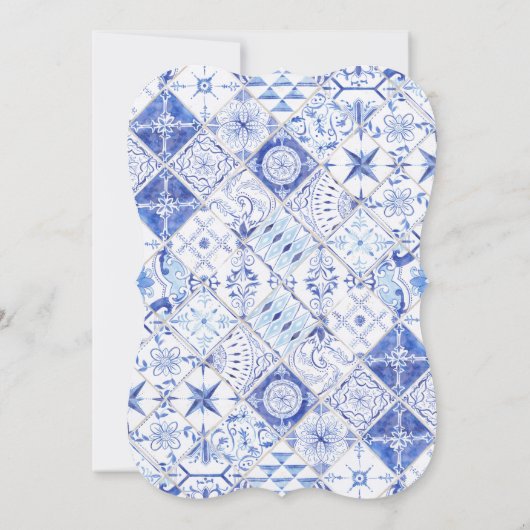 Citroen Bloemen Citrustiek Blauw Witte Tegel Kaart (Achterkant)