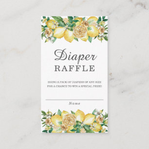Citroen Bloemen Groen Baby shower Luier Raffle Informatiekaartje