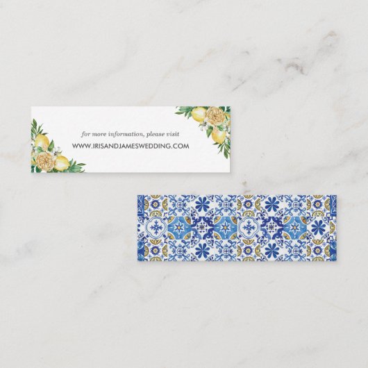 Citroen Bloemen Groen Bruiloft Website Kaart Mini Mini Visitekaartje (Voorkant / Achterkant)