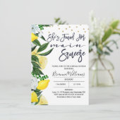 Citroen Bloemen Main Squeeze Bruids Douche Uitnodi Kaart (Staand voorkant)