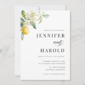Citroen Bloemen Minimale Vlak Alles in Een Bruilof Kaart (Voorkant)