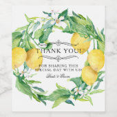 Citroen Bloemen Rustieke Citrus Grove Foliage Brui Wijn Etiket (Enkel label)