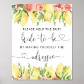 Citroen Bloemen Vrijgezellenfeest Adres en Envelop Poster (Voorkant)