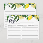 Citroen Bloemen Vrijgezellenfeest Recept Kaart (Voorkant / Achterkant)