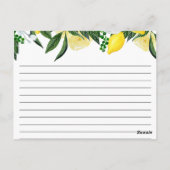 Citroen Bloemen Vrijgezellenfeest Recept Kaart (Achterkant)