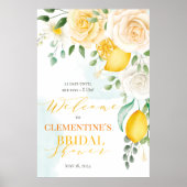 Citroen Bloemenaquarelpapier Poster Bord Sign (Voorkant)