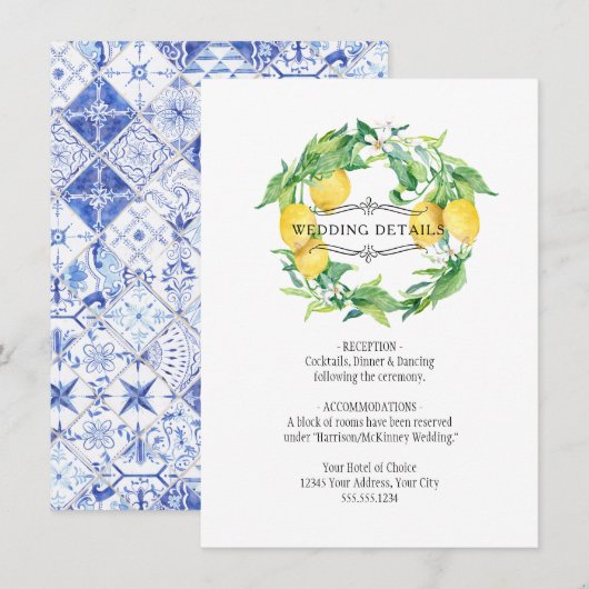 citroen bloemencitrus bladeren bruiloft detail kaart (Voorkant / Achterkant)