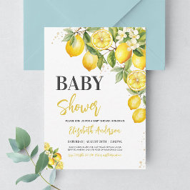 Citroen Bloemengenderneutrale babyshower uitnodigi Kaart