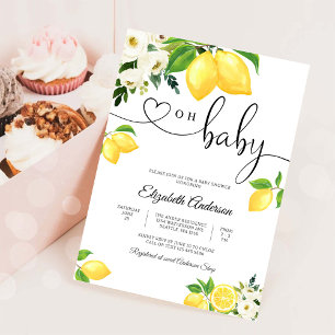 Citroen Bloemige Baby Shower Uitnodiging