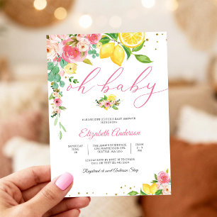 Citroen Bloemige Baby Shower Uitnodiging