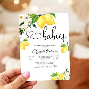 Citroen Bloemige Baby Shower Uitnodiging