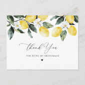 citroen bloemige dank je bruidsmeisje kaart (Voorkant)