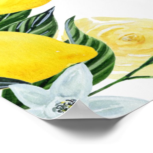 Citroen Bloemige Hoofd Druk Bruiloft Feest Verwelk Poster (Hoek)