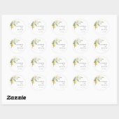 Citroen Bloemige Trouwgunst Ronde Sticker (Vel)