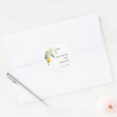 Citroen Bloemige Trouwgunst Ronde Sticker (Envelop)