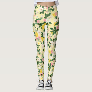 citroen & bloesem patroon op geel leggings
