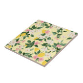 citroen & bloesem patroon op geel tegeltje (Zijkant)