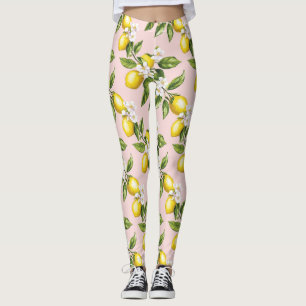 citroen & bloesem patroon op roze (2) leggings