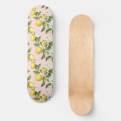 citroen & bloesem patroon op roze (2) persoonlijk skateboard (Voorkant)