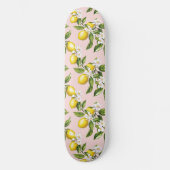 citroen & bloesem patroon op roze (2) persoonlijk skateboard (Voorkant)