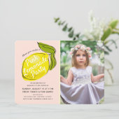 Citroen Bord Roze Lemonade Meisje Foto Verjaardag Kaart (Staand voorkant)