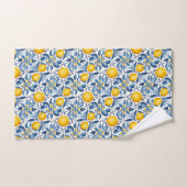 Citroen botanische blauwe en gele zomerprint bad handdoek (Handdoek)