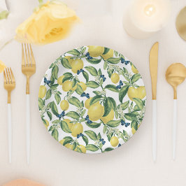 Citroen Botanische Blauwe Vlinders Papieren Bordje