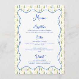 Citroen Botanische Citrus Blauw & Geel Chic Weddin Menu