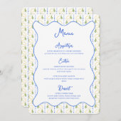 Citroen Botanische Citrus Blauw & Geel Chic Weddin Menu (Voorkant / Achterkant)