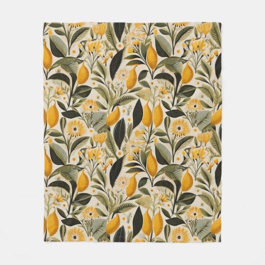 Citroen Botanische Grove Fleece Deken (Voorkant)