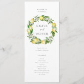 Citroen botanische krans met groen bruiloft programmakaart (Voorkant)