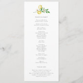 Citroen botanische krans met groen bruiloft programmakaart (Achterkant)