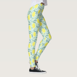 Citroen botanische patroon leggings