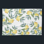 Citroen Botanische Theedoek<br><div class="desc">Waterverf citroen botanische theedoek. Vrolijke zomer gele citrus ontwerp.</div>