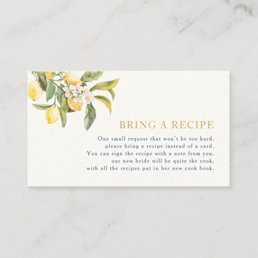 Citroen Breng een Recept Kaart (Voorkant)