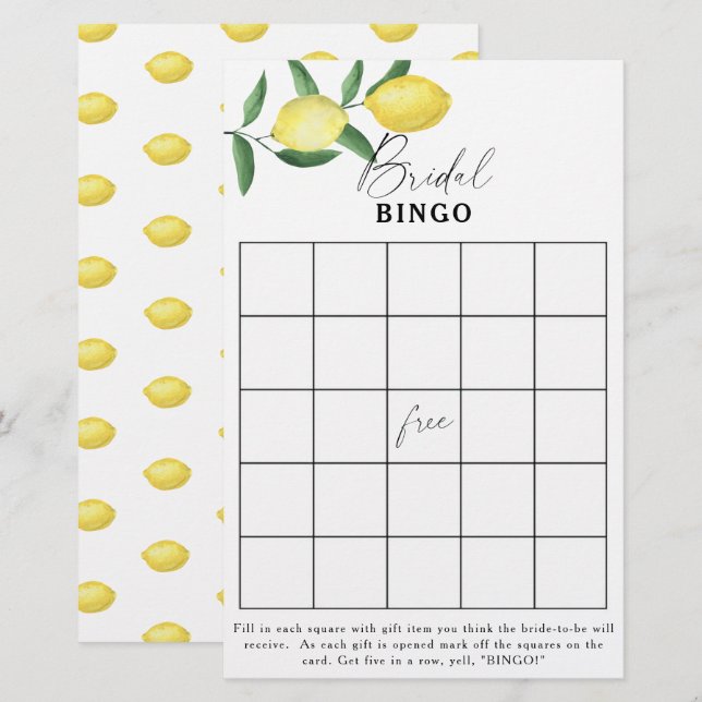 Citroen - Bruiloft bingo spel (Voorkant / Achterkant)
