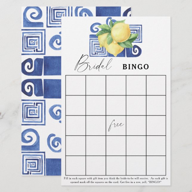 Citroen - Bruiloft bingo spel (Voorkant / Achterkant)