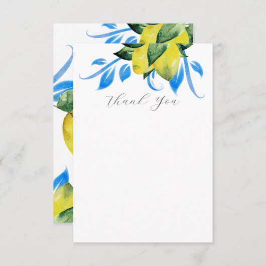 Citroen bruiloft dank u kaarten Elegant blauw (Voorkant / Achterkant)