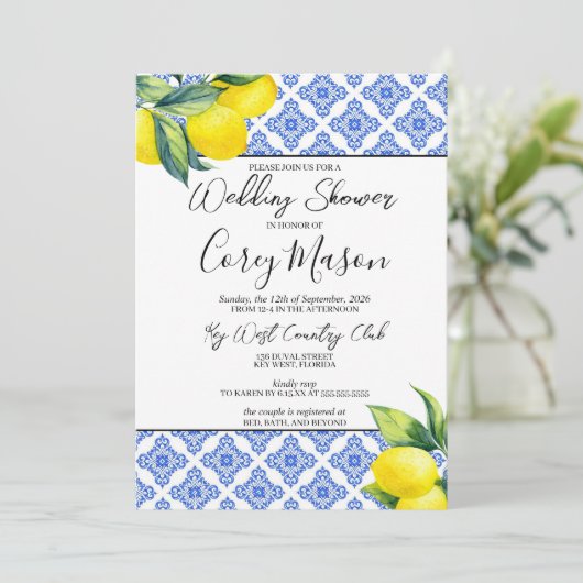 Citroen bruiloft douche kaart (Staand voorkant)